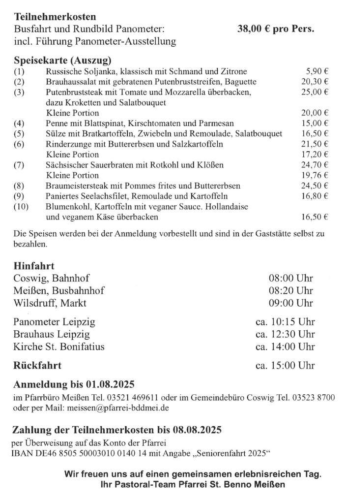 Seniorenausfahrt der Pfarrei St. Benno Meißen 3